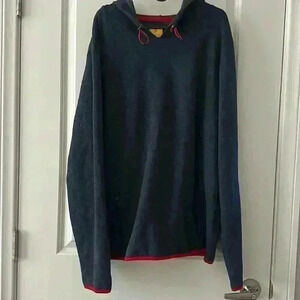 Prince & Fox Hoodie Pull Over Sweatshirt Blue with Red Trim Size XL